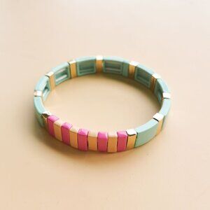 Roxanne Assoulin Rainbow Brite Collection. Gold Light Blue Pink Orange Stretch B